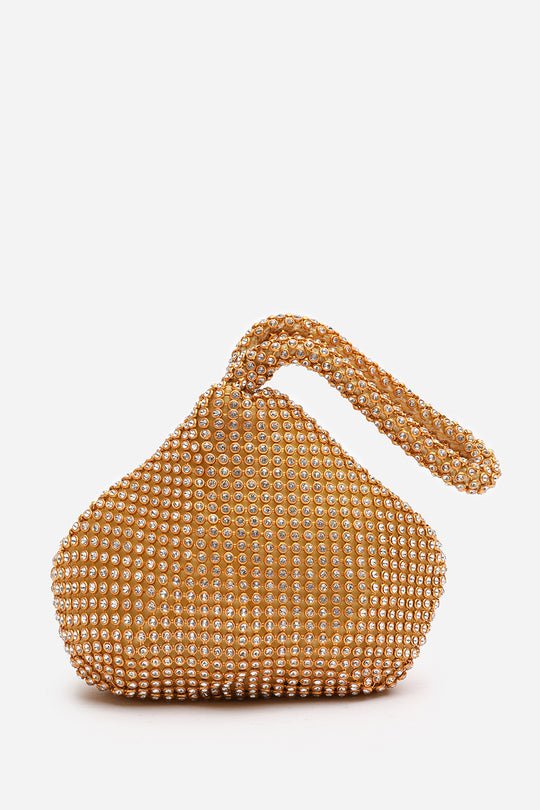 NICKI DIAMANTE MINI CHAINMAIL POUCH BAG IN ROSE GOLD
