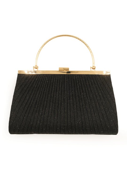 ELAINA CLUTCH WITH METAL HANDLE GRAB IN BLACK
